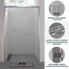Bellemave® Double Sliding Glass Shower Doors for Walk in Shower, Bathroom Glass Doors Sliding - Bellemave