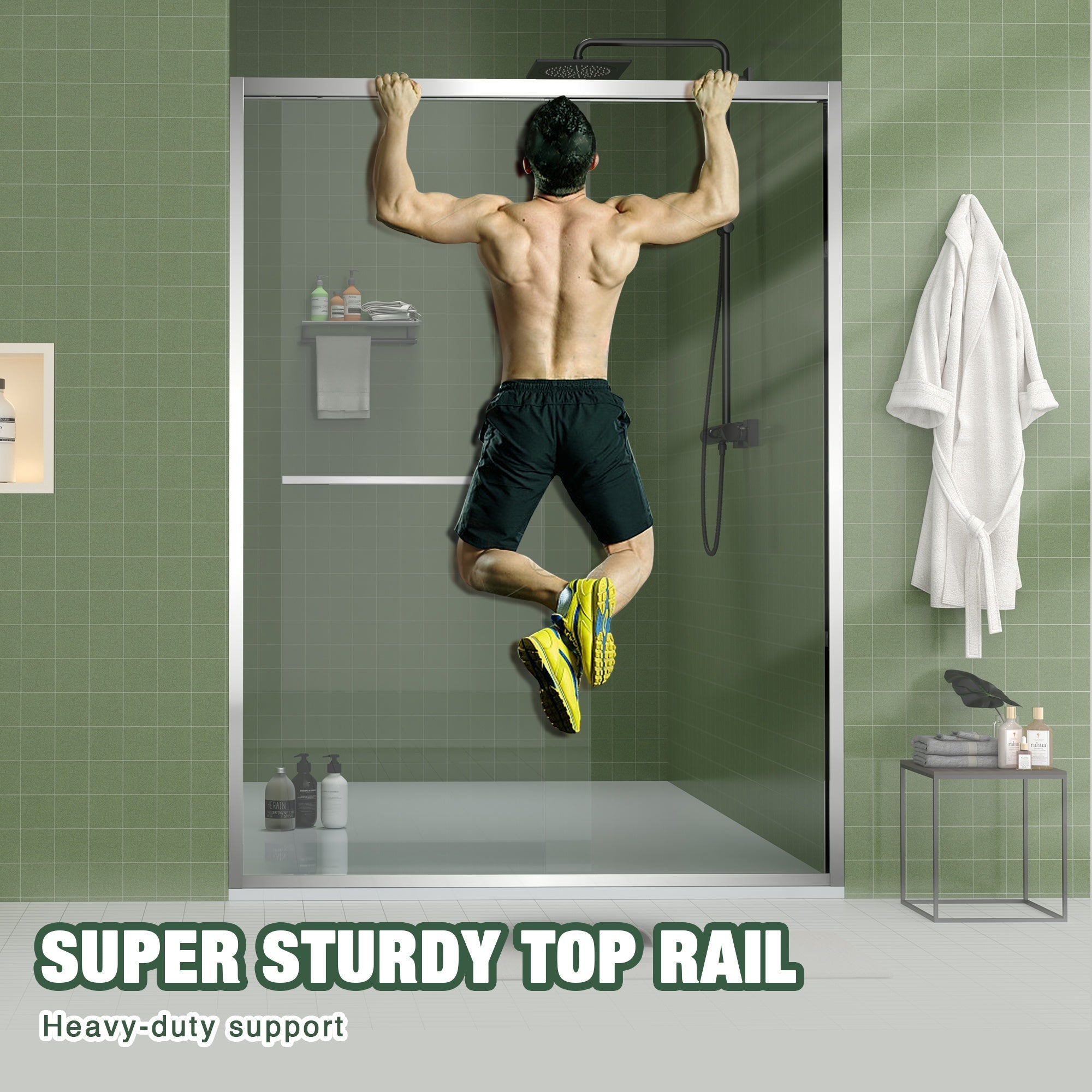 Bellemave® Double Sliding Glass Shower Doors for Walk in Shower, Bathroom Glass Doors Sliding - Bellemave