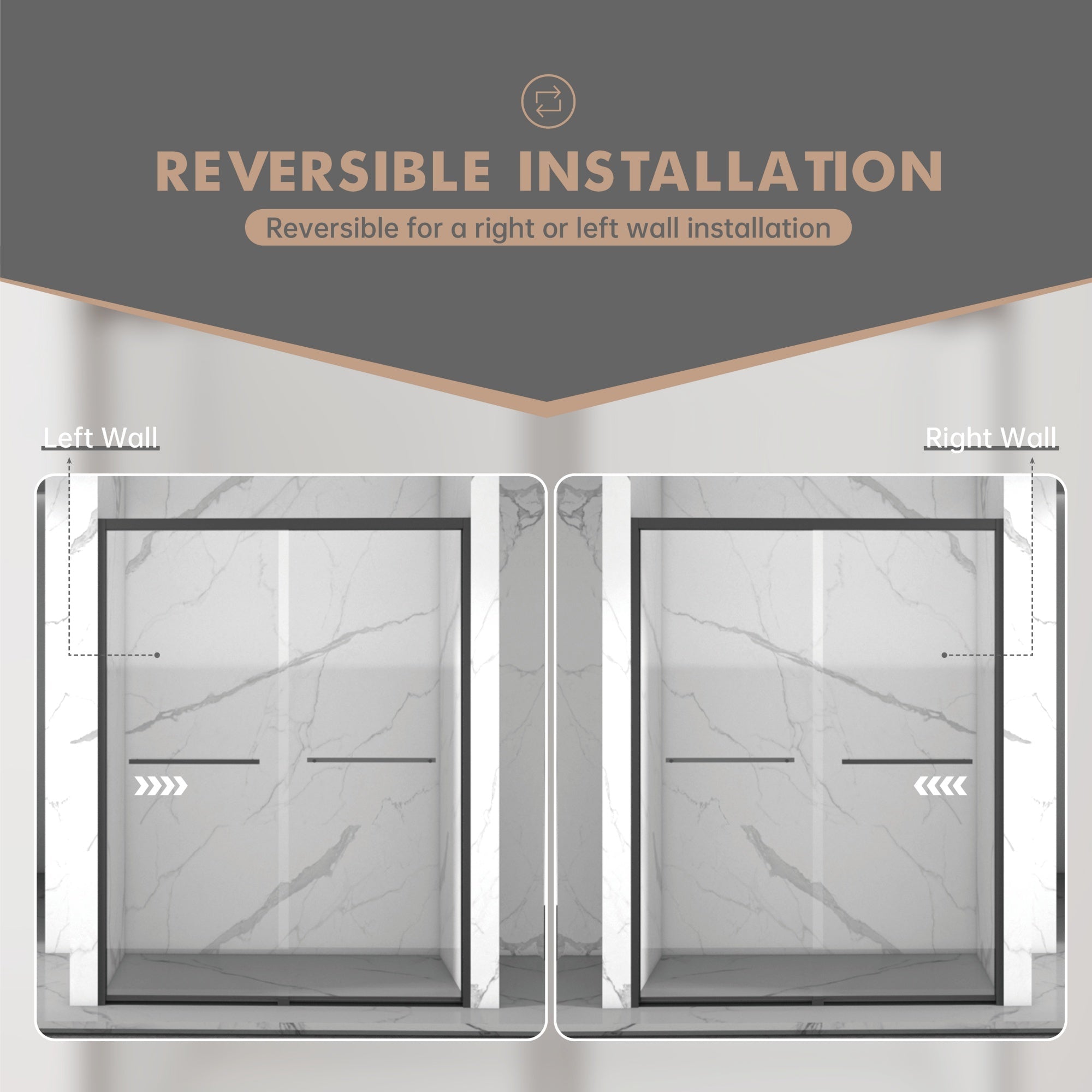 Bellemave® Double Sliding Glass Shower Doors for Walk in Shower, Bathroom Glass Doors Sliding - Bellemave