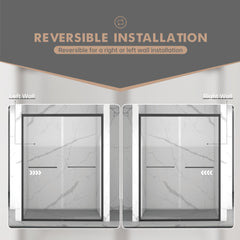 Bellemave® Double Sliding Glass Shower Doors for Walk in Shower, Bathroom Glass Doors Sliding - Bellemave