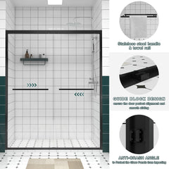 Bellemave® Double Sliding Glass Shower Doors for Walk in Shower, Bathroom Glass Doors Sliding - Bellemave