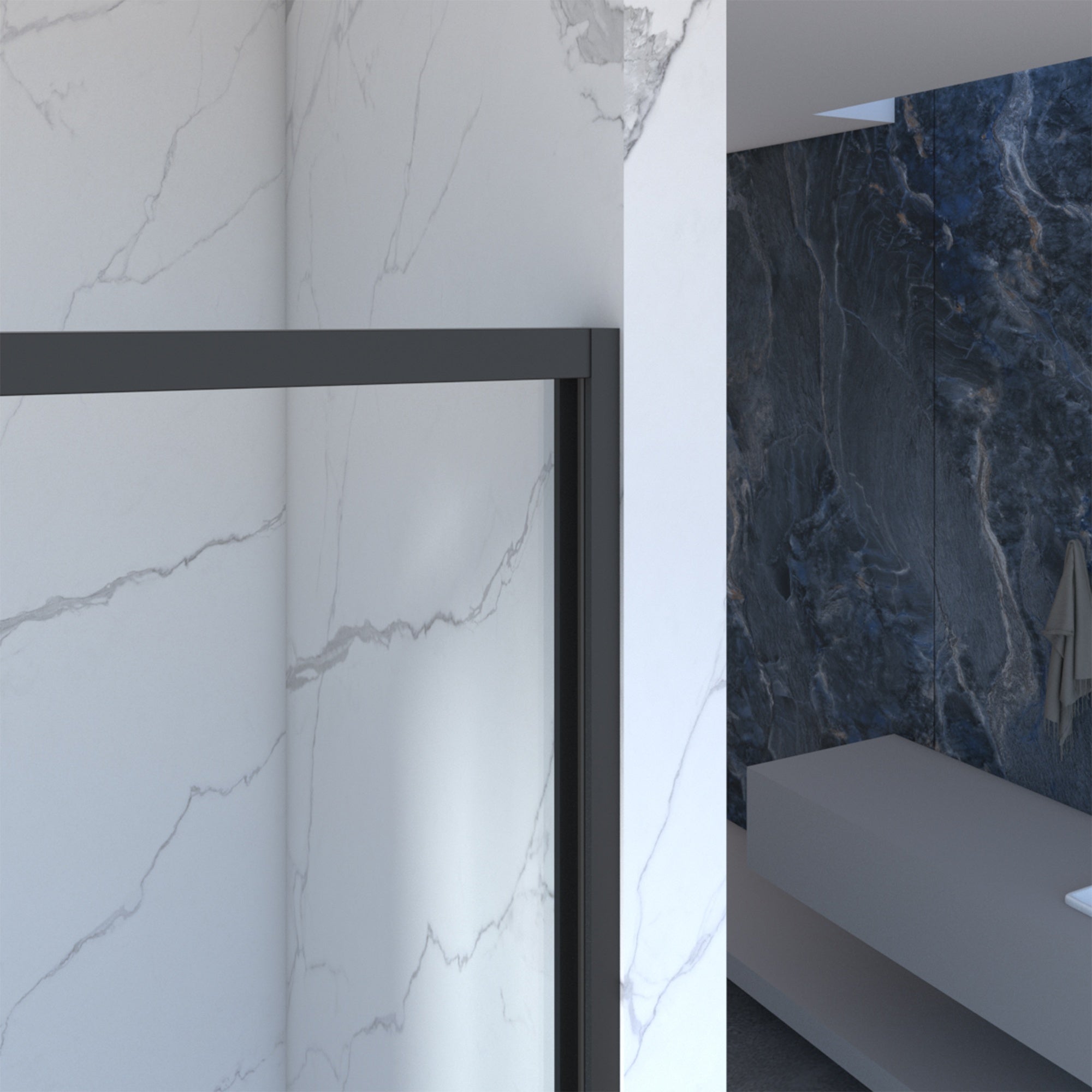 Bellemave® Double Sliding Glass Shower Doors for Walk in Shower, Bathroom Glass Doors Sliding - Bellemave