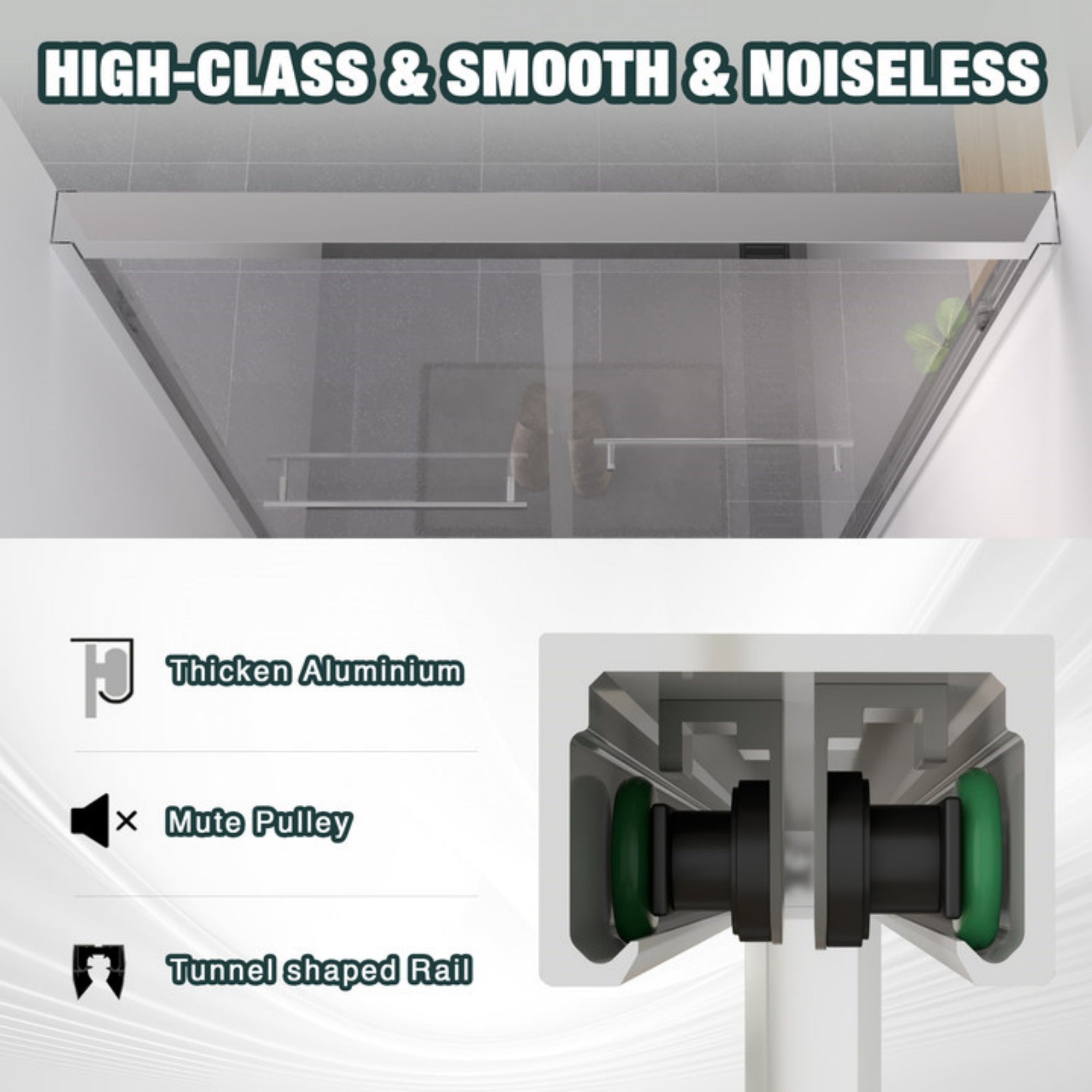 Bellemave® Double Sliding Glass Shower Doors for Walk in Shower, Bathroom Glass Doors Sliding - Bellemave