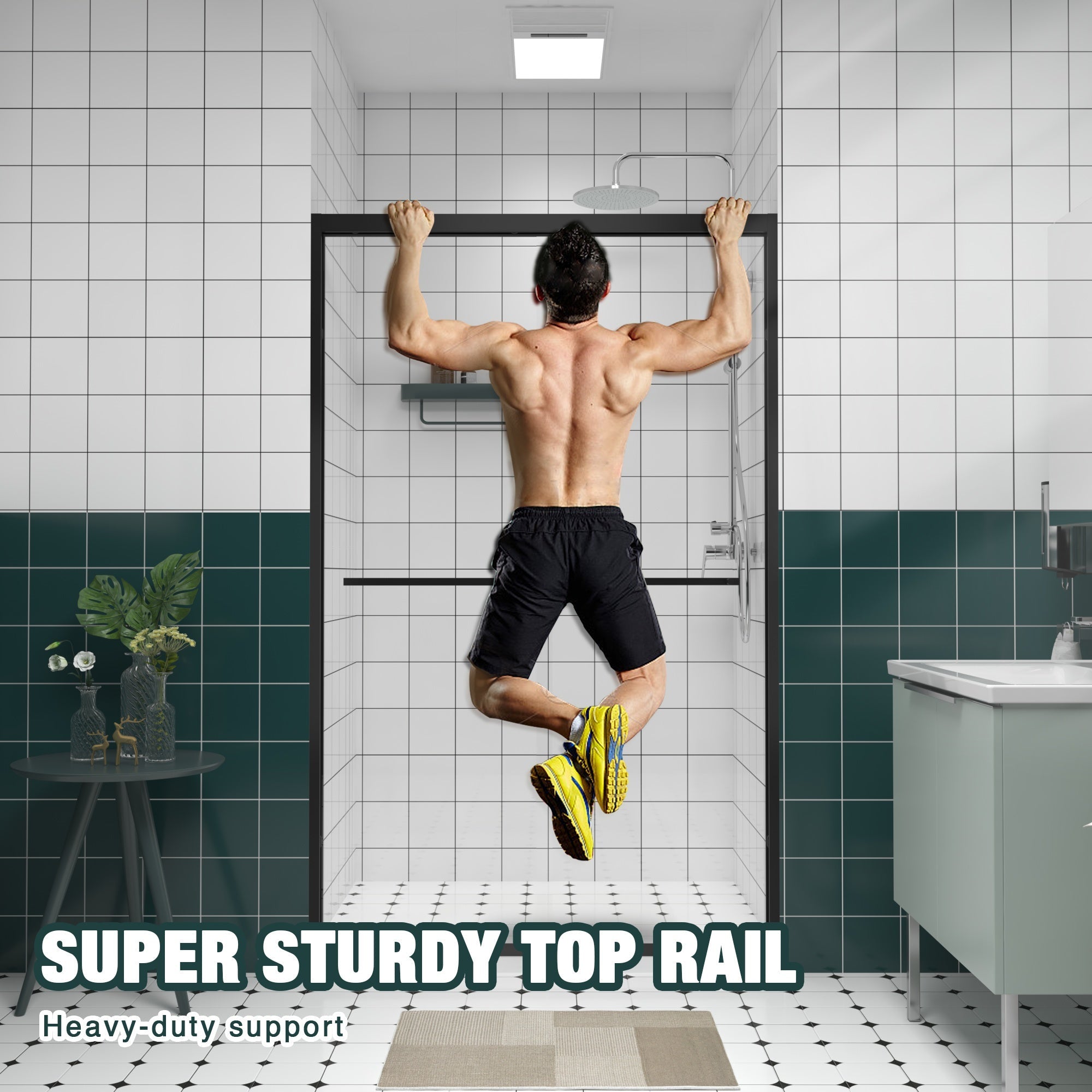 Bellemave® Double Sliding Glass Shower Doors for Walk in Shower, Bathroom Glass Doors Sliding - Bellemave