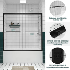 Bellemave® Double Sliding Glass Shower Doors for Walk in Shower, Bathroom Glass Doors Sliding - Bellemave