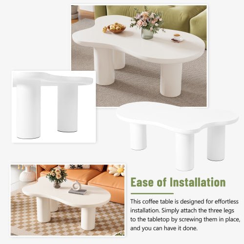 Bellemave® Easy Assembly Cloud Coffee Table with 3 Sturdy Legs - Bellemave