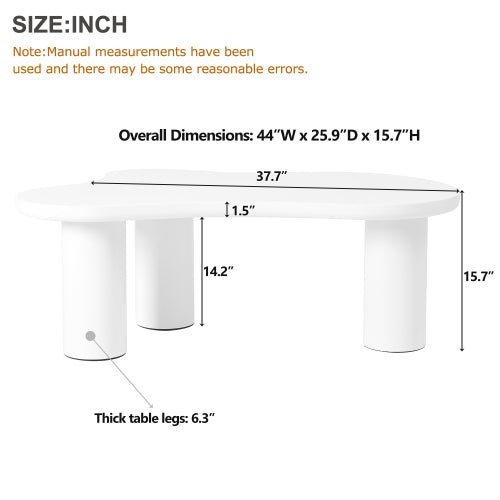 Bellemave® Easy Assembly Cloud Coffee Table with 3 Sturdy Legs - Bellemave