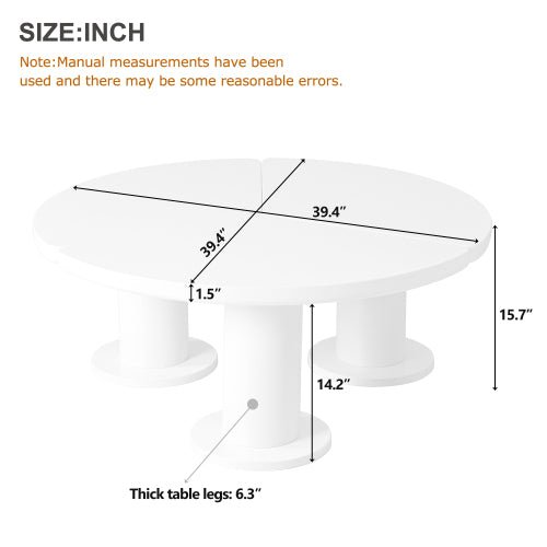 Bellemave® Easy Assembly Round Petal - Shaped Coffee Table with 3 Thick Legs and Sleek Round Edges - Bellemave
