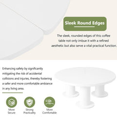 Bellemave® Easy Assembly Round Petal - Shaped Coffee Table with 3 Thick Legs and Sleek Round Edges - Bellemave