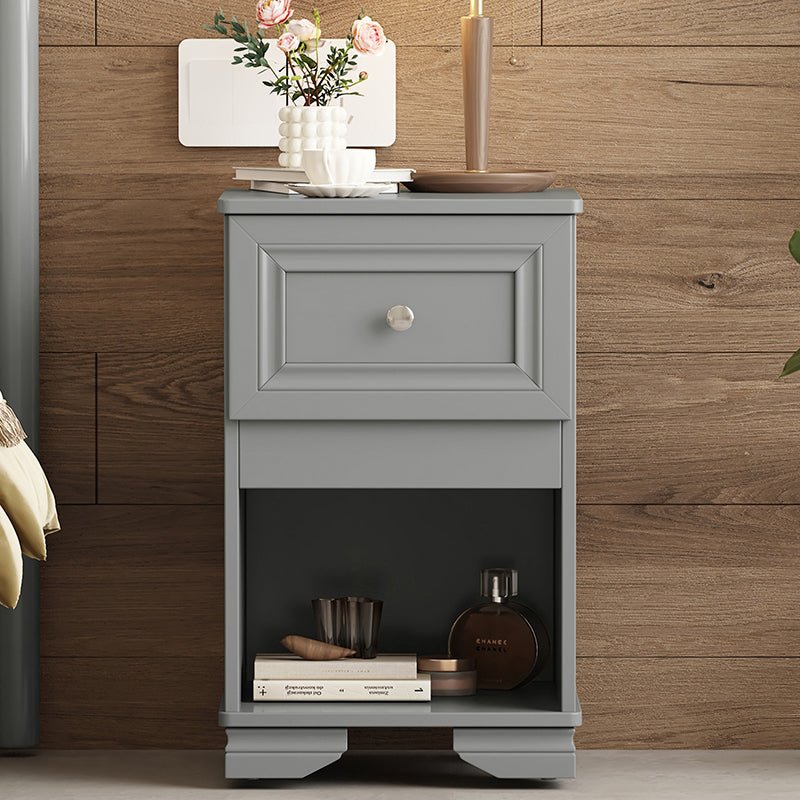 Bellemave® Elegant Design Nightstand with Metal Handle,Drawer and Open Shelf - Bellemave