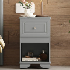 Bellemave® Elegant Design Nightstand with Metal Handle,Drawer and Open Shelf - Bellemave