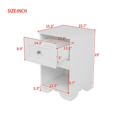 Bellemave® Elegant Design Nightstand with Metal Handle,Drawer and Open Shelf - Bellemave