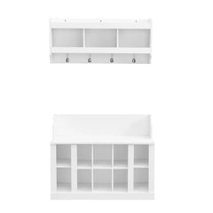 Bellemave® Elegant Hall Tree with Wall Mounted Coat Rack, Shelves and 4 Hooks - Bellemave