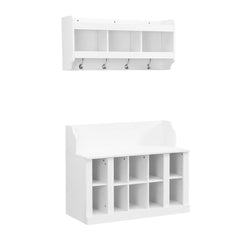 Bellemave® Elegant Hall Tree with Wall Mounted Coat Rack, Shelves and 4 Hooks - Bellemave
