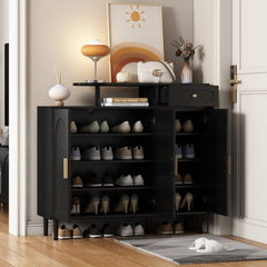 Bellemave® Elegant Shoe Cabinet with Adjustable Shelves and Solid Wood Legs - Bellemave