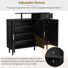 Bellemave® Elegant Shoe Cabinet with Adjustable Shelves and Solid Wood Legs - Bellemave