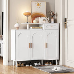 Bellemave® Elegant Shoe Cabinet with Adjustable Shelves and Solid Wood Legs - Bellemave
