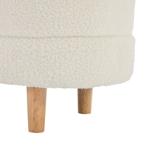 Bellemave® Elegant Upholstered Sherpa Fabric Storage Ottoman with Wood Legs - Bellemave