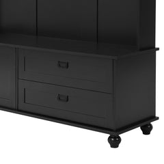 Bellemave® Entryway Cabinet with Widen Mudroom Bench ，Black，sit and change shoes，Everyone - Bellemave