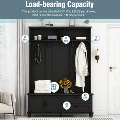 Bellemave® Entryway Cabinet with Widen Mudroom Bench ，Black，sit and change shoes，Everyone - Bellemave