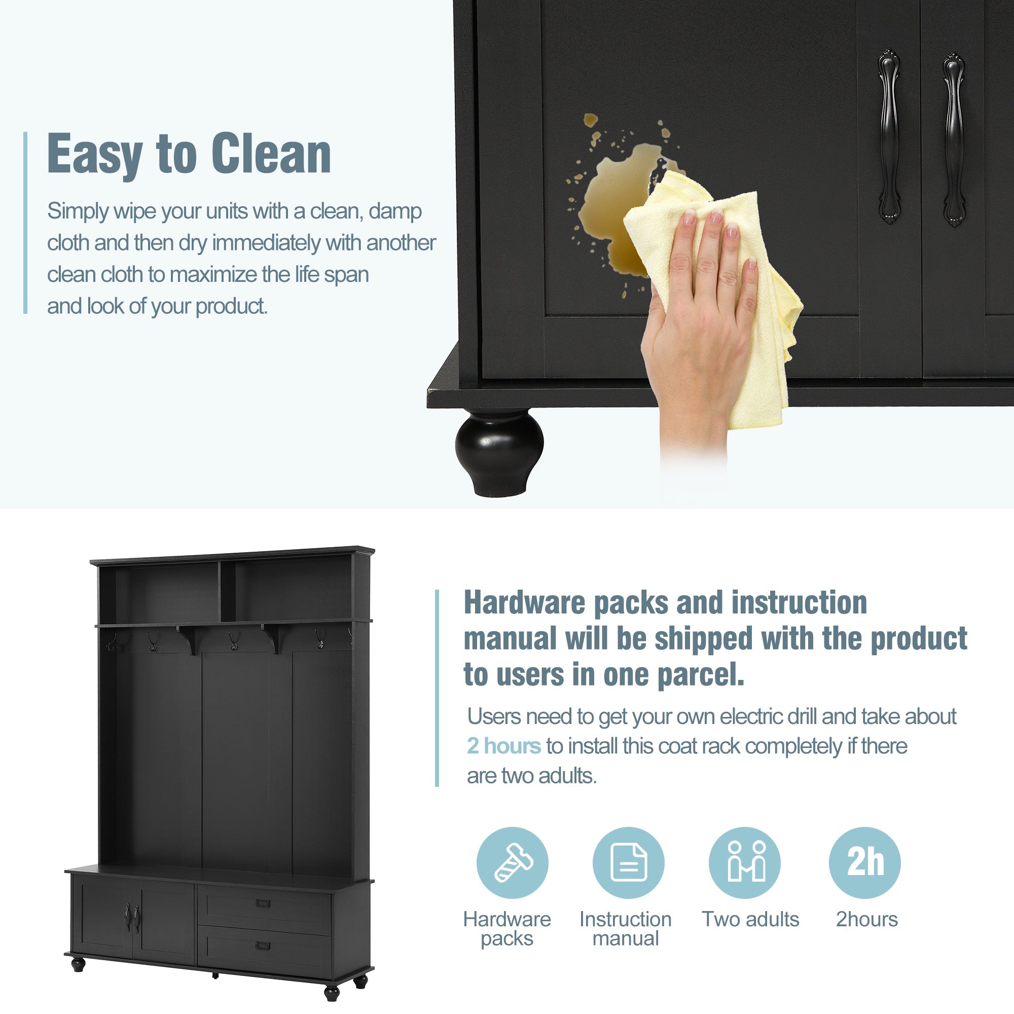 Bellemave® Entryway Cabinet with Widen Mudroom Bench ，Black，sit and change shoes，Everyone - Bellemave