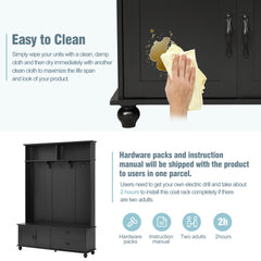 Bellemave® Entryway Cabinet with Widen Mudroom Bench ，Black，sit and change shoes，Everyone - Bellemave