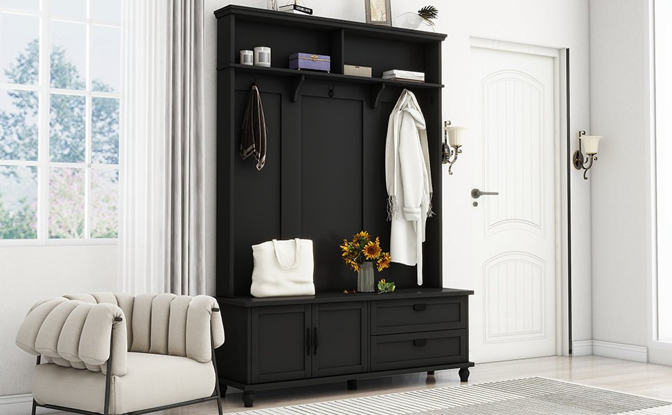 Bellemave® Entryway Cabinet with Widen Mudroom Bench ，Black，sit and change shoes，Everyone - Bellemave