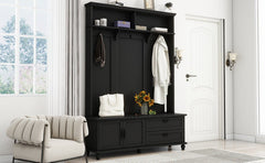 Bellemave® Entryway Cabinet with Widen Mudroom Bench ，Black，sit and change shoes，Everyone - Bellemave