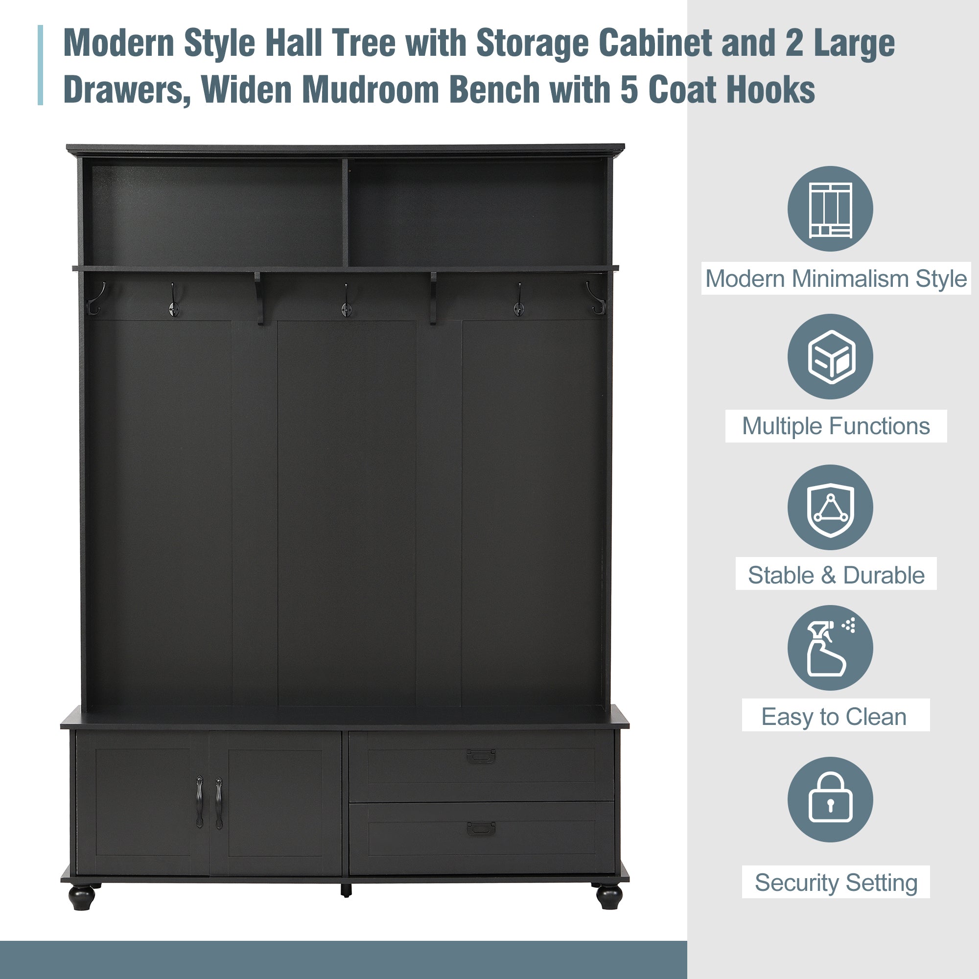 Bellemave® Entryway Cabinet with Widen Mudroom Bench ，Black，sit and change shoes，Everyone - Bellemave