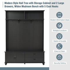Bellemave® Entryway Cabinet with Widen Mudroom Bench ，Black，sit and change shoes，Everyone - Bellemave