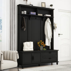 Bellemave® Entryway Cabinet with Widen Mudroom Bench ，Black，sit and change shoes，Everyone - Bellemave