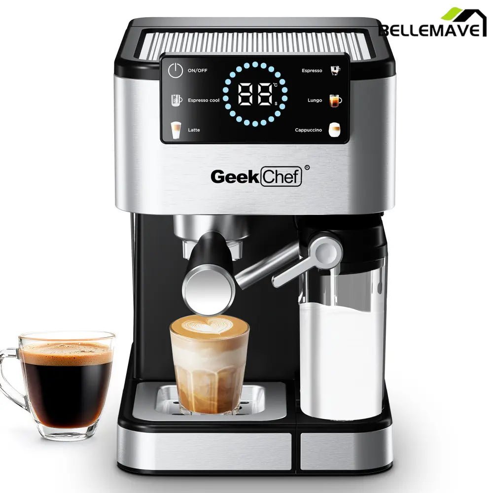 Bellemave® Espresso Coffee Maker for Home - 20 Bar Coffee Maker with Automatic Milk Frother,TouchScreen,ESE POD & Instant Heating - Bellemave