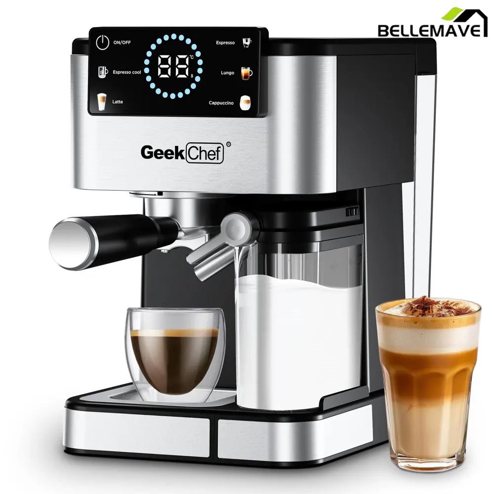 Bellemave® Espresso Coffee Maker for Home - 20 Bar Coffee Maker with Automatic Milk Frother,TouchScreen,ESE POD & Instant Heating - Bellemave