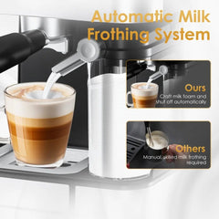 Bellemave® Espresso Coffee Maker for Home - 20 Bar Coffee Maker with Automatic Milk Frother,TouchScreen,ESE POD & Instant Heating - Bellemave