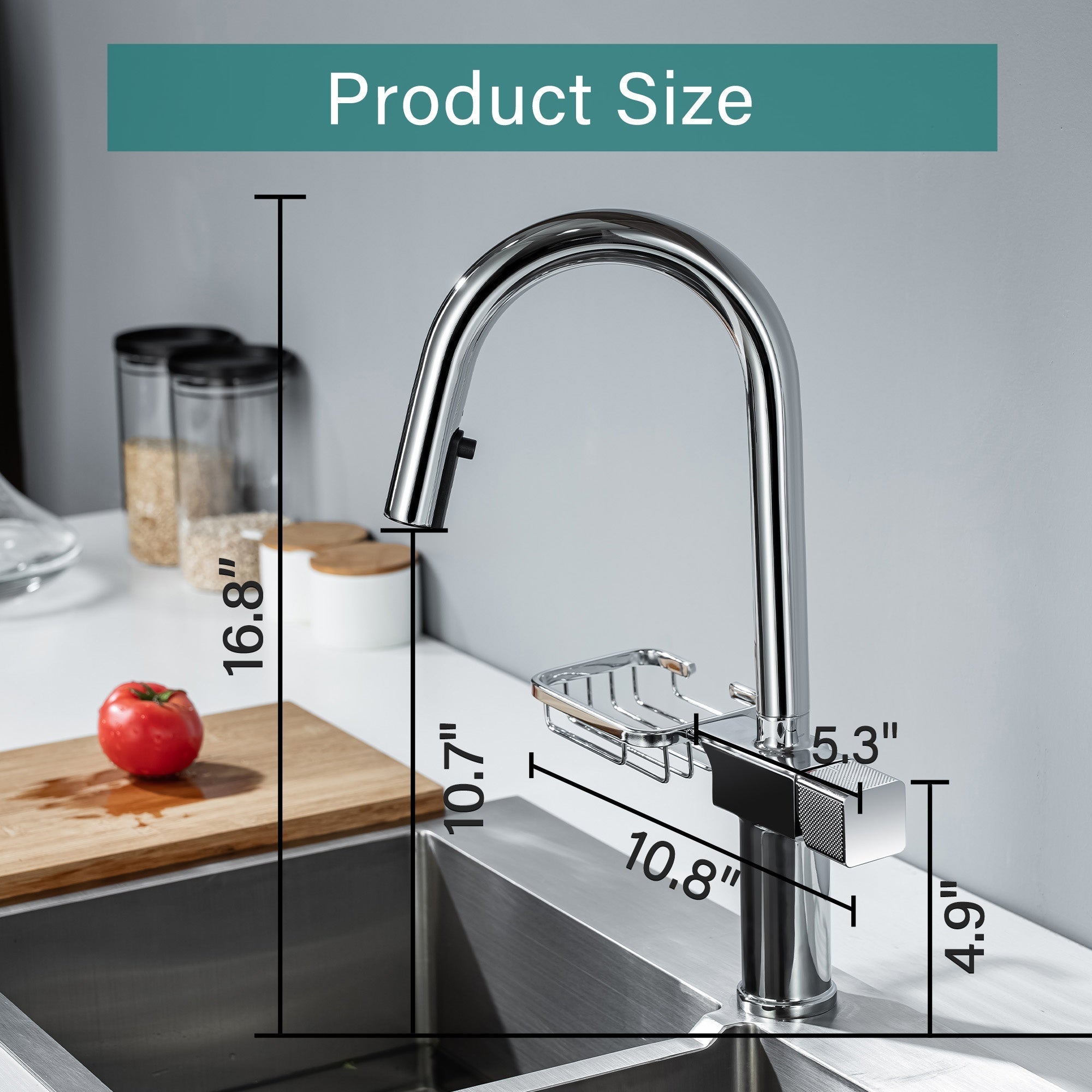 Bellemave® Extendable Bathroom Faucet, Kitchen and Sink Mixer Tap, Modern Faucet with Soap Holder - Bellemave