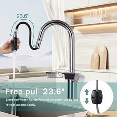 Bellemave® Extendable Bathroom Faucet, Kitchen and Sink Mixer Tap, Modern Faucet with Soap Holder - Bellemave