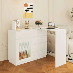 Bellemave® Extendable Sofa Bar Table Cabinet Behind Couch Pub Table with LED - Bellemave