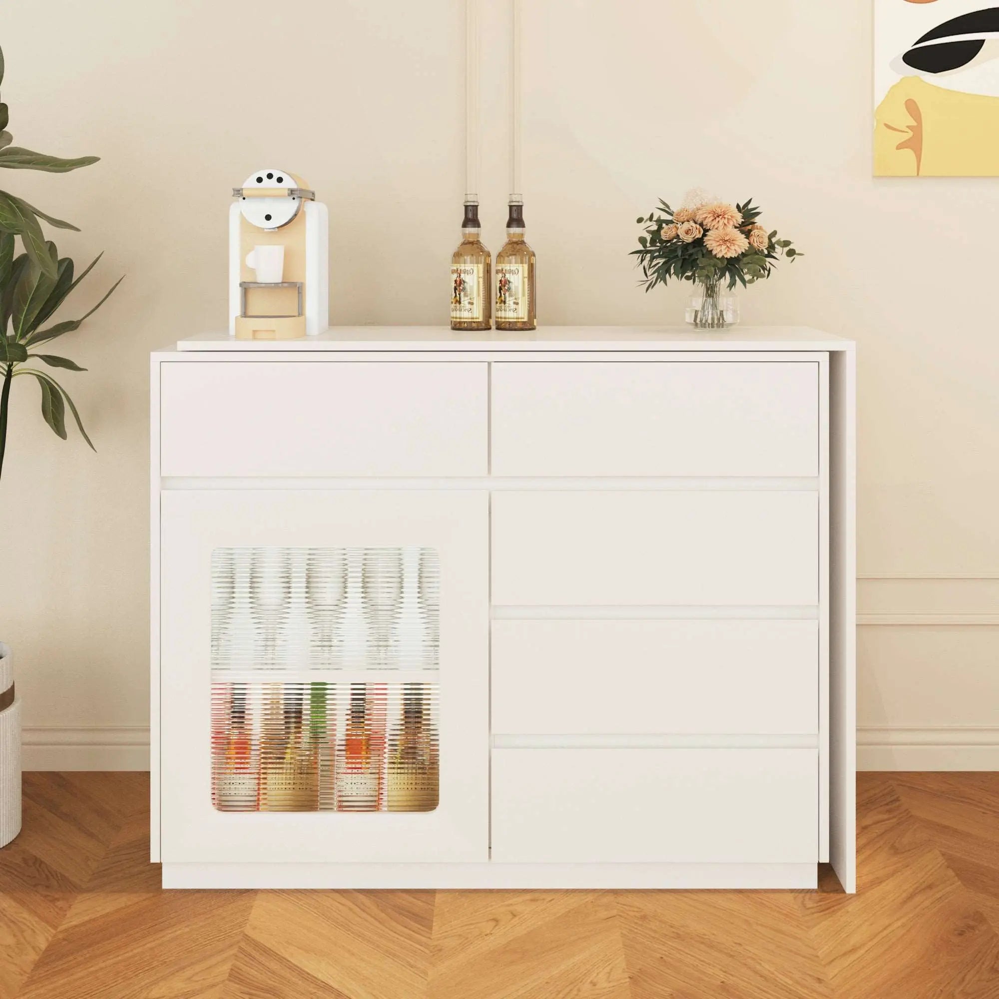 Bellemave® Extendable Sofa Bar Table Cabinet Behind Couch Pub Table with LED - Bellemave