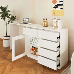 Bellemave® Extendable Sofa Bar Table Cabinet Behind Couch Pub Table with LED - Bellemave
