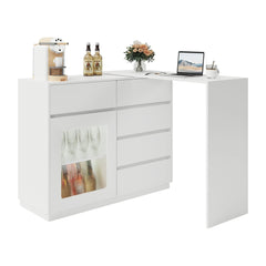 Bellemave® Extendable Sofa Bar Table Cabinet Behind Couch Pub Table with LED - Bellemave