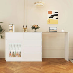 Bellemave® Extendable Sofa Bar Table Cabinet Behind Couch Pub Table with LED - Bellemave
