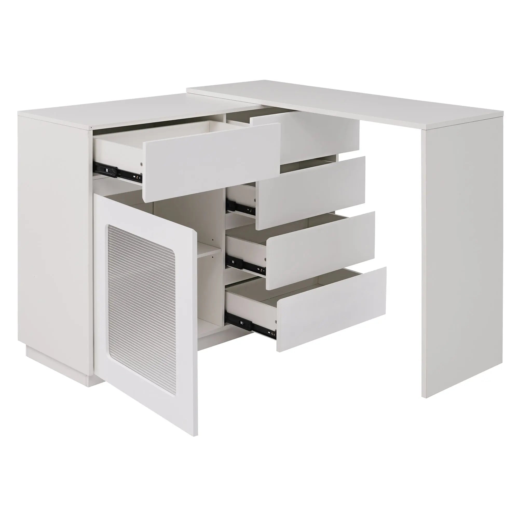 Bellemave® Extendable Sofa Bar Table Cabinet Behind Couch Pub Table with LED - Bellemave