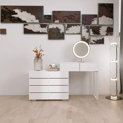 Bellemave® Extended Desktop 10 Drawers Chest of Drawer without Handle - Bellemave