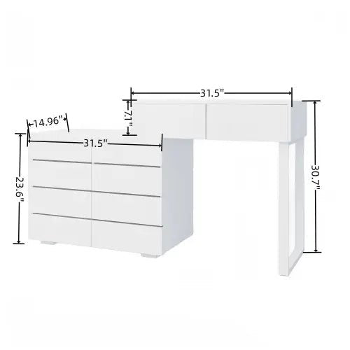 Bellemave® Extended Desktop 10 Drawers Chest of Drawer without Handle - Bellemave