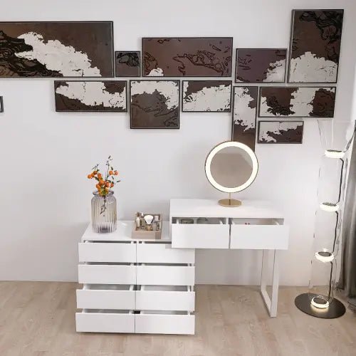 Bellemave® Extended Desktop 10 Drawers Chest of Drawer without Handle - Bellemave