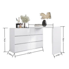 Bellemave® Extended Desktop 6 Drawers Chest of Drawer without Handle - Bellemave