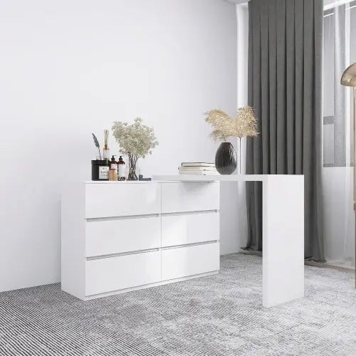 Bellemave® Extended Desktop 6 Drawers Chest of Drawer without Handle - Bellemave