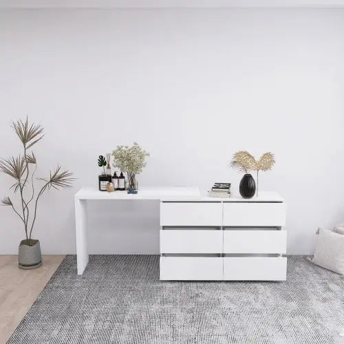 Bellemave® Extended Desktop 6 Drawers Chest of Drawer without Handle - Bellemave