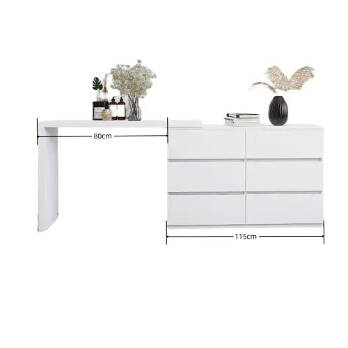 Bellemave® Extended Desktop 6 Drawers Chest of Drawer without Handle - Bellemave