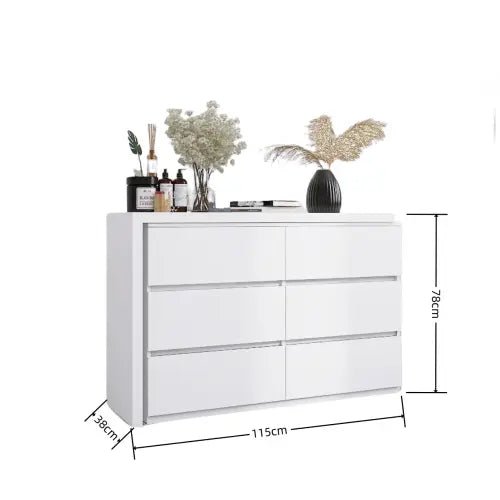 Bellemave® Extended Desktop 6 Drawers Chest of Drawer without Handle - Bellemave